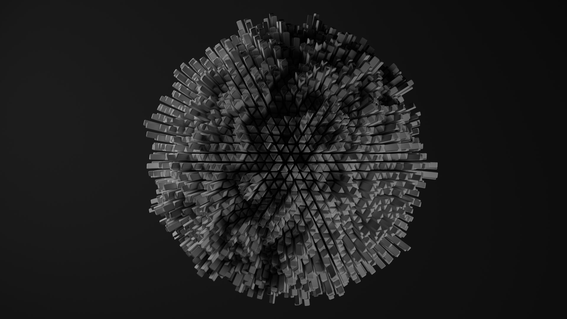 Monochrome sphere of stacked cubes evoking the data structures behind Python data science