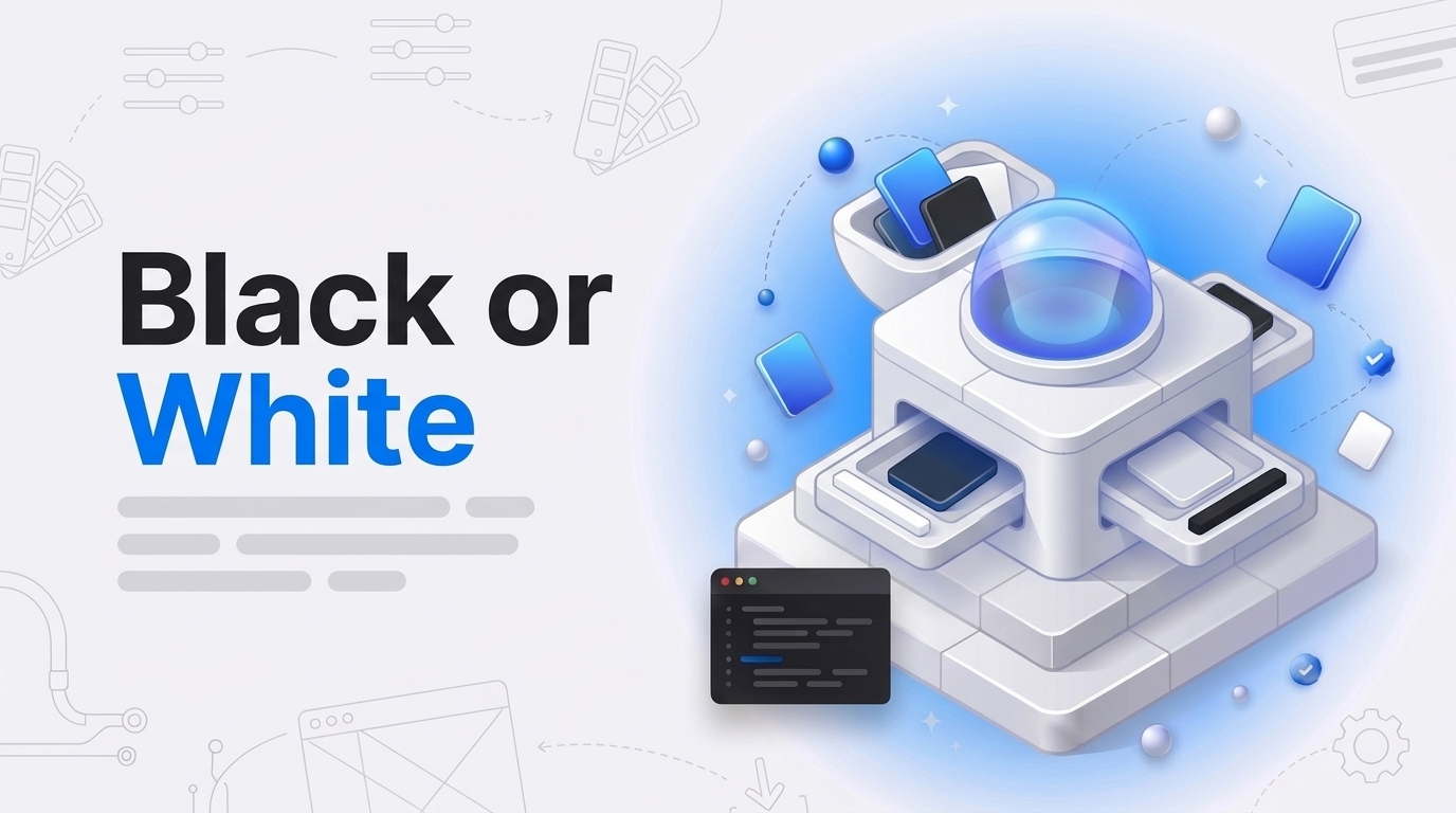 Thumbnail reading Black or White next to an isometric sorting machine placing white and black bars over color tiles.