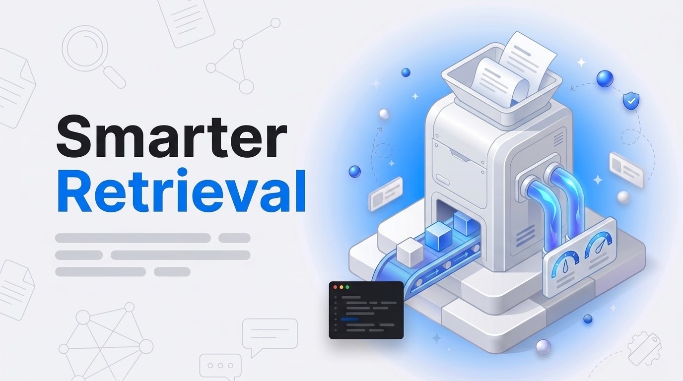 Thumbnail with the words Smarter Retrieval beside an isometric sorting machine turning loose sheets into ordered cubes.
