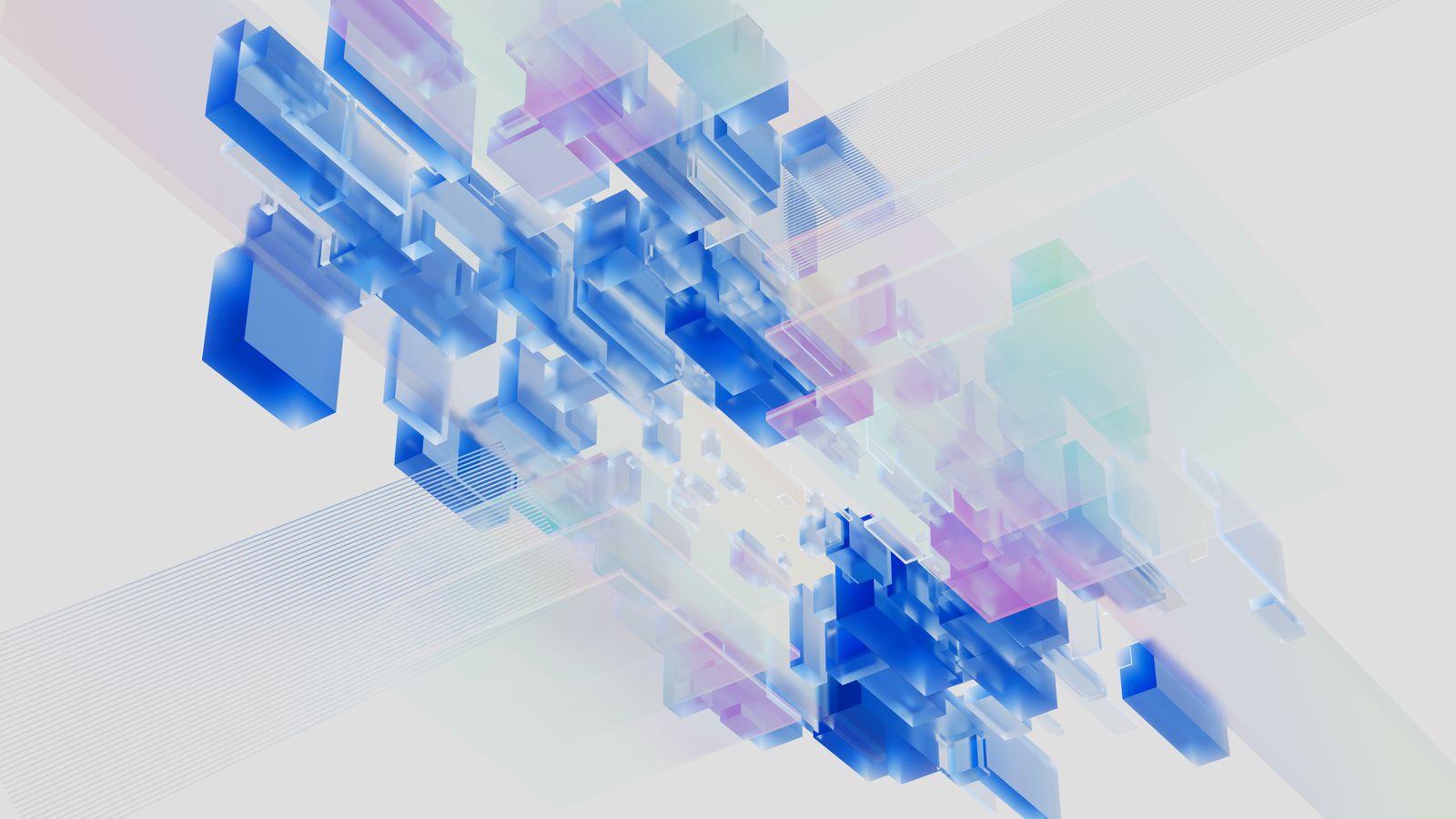 Abstract 3D data blocks illustrating multi-agent reinforcement learning coordination
