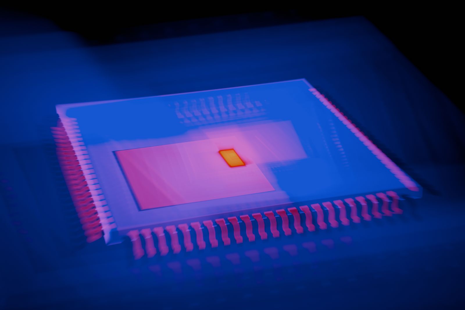 Heatmap-colored microchip illustrating native CSS discounted price calculation processing