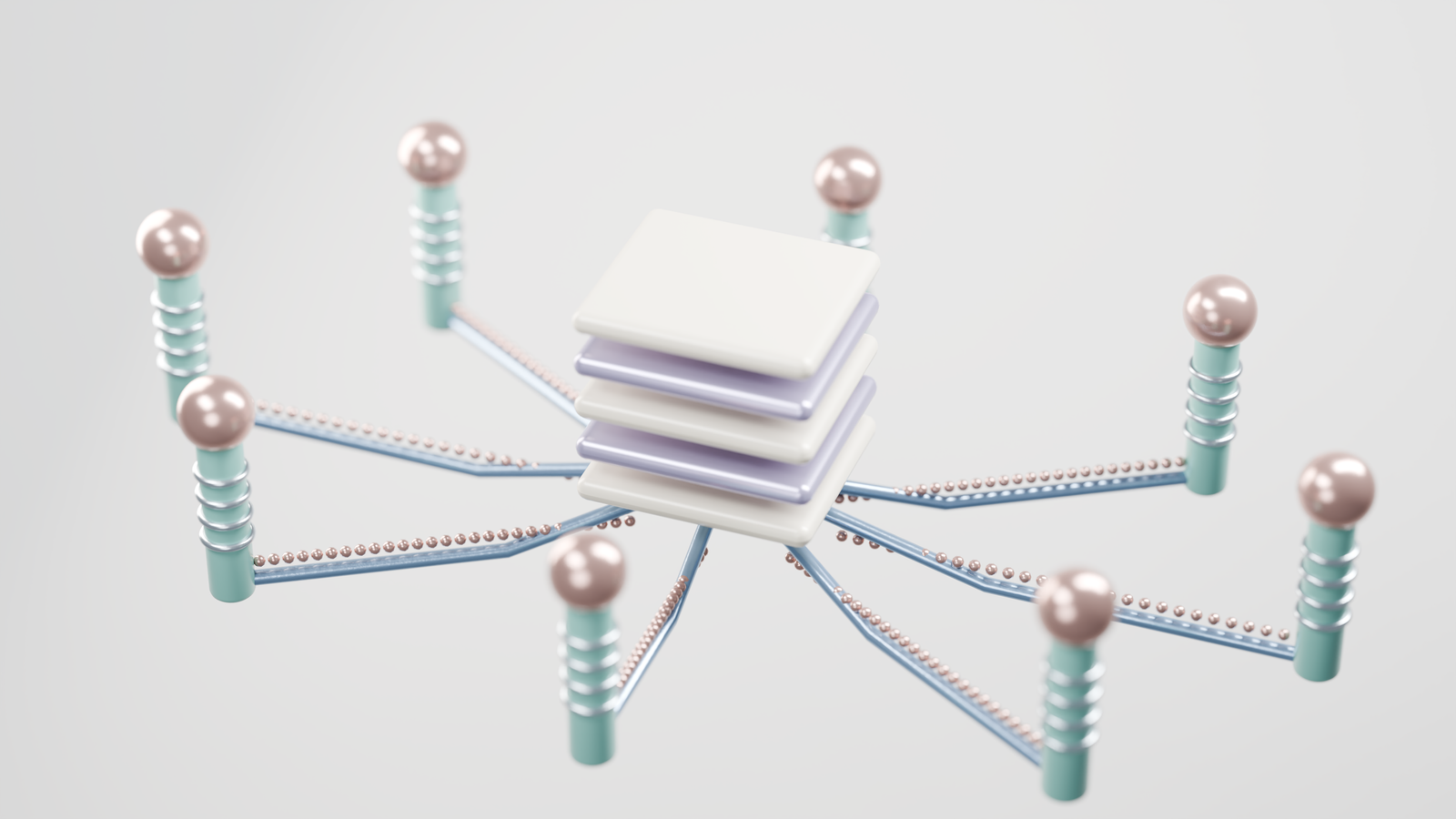 Abstract 3D render of glowing interconnected network nodes symbolizing AI transparency