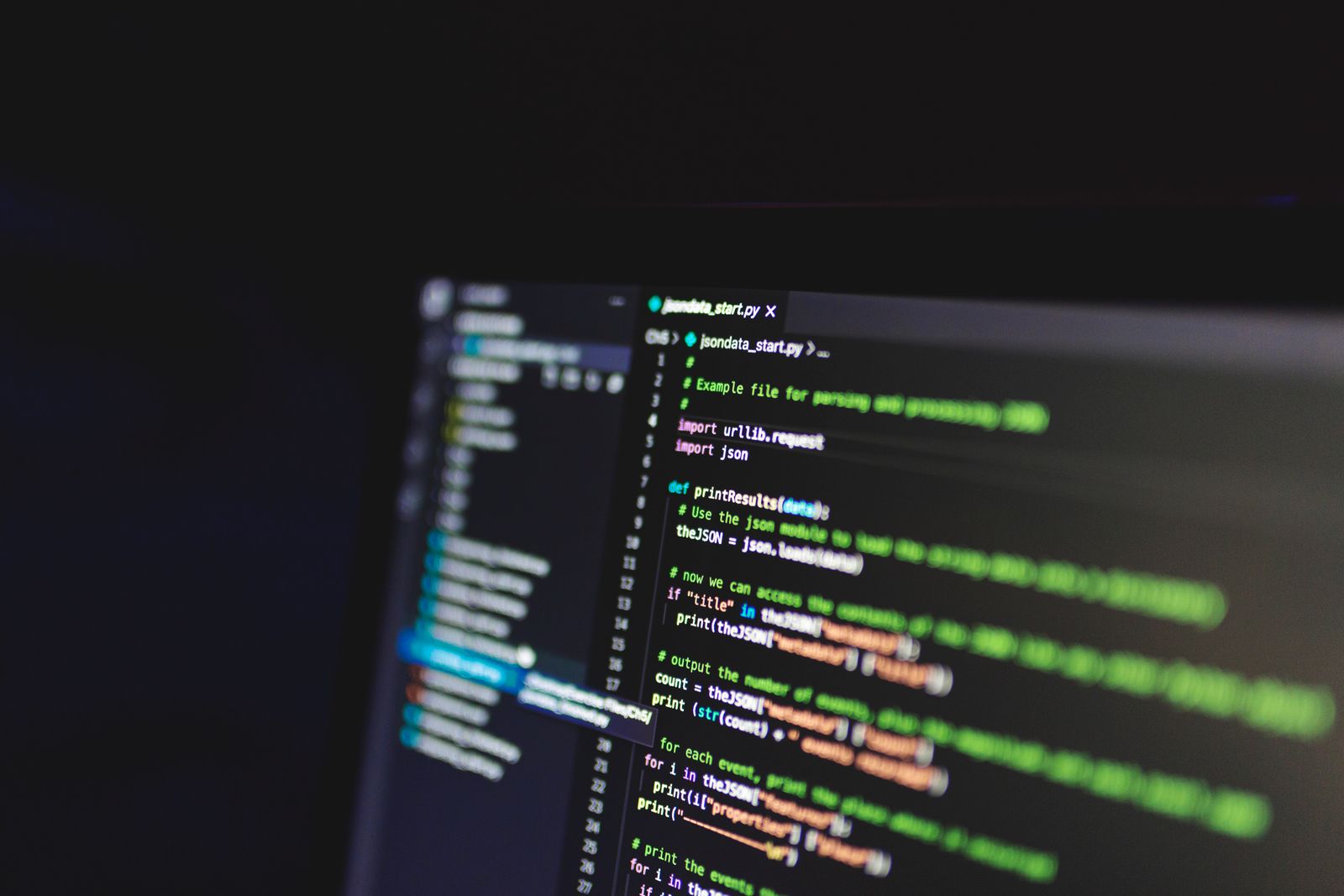 Colorful programming code on a dark computer screen for WordPress 7.1 development