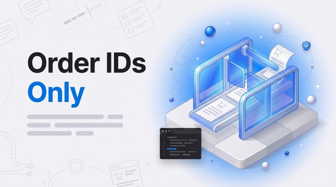 Big bold words 'Order IDs Only' beside an isometric sorting gate passing order slips and rejecting a subscription slip.