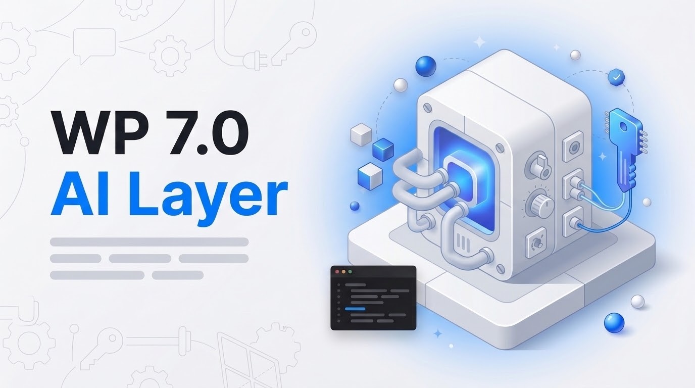 Thumbnail with the words WP 7.0 AI Layer beside an isometric machine with pipes feeding a blue gradient hub.